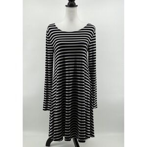 Old Navy Swing Knit‎ Dress Women's Medium Classic Black White Stripe Nautical
